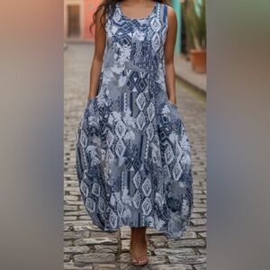 Sorella Geometric Linen Maxi Cocoon Dress - NWT - Size XL